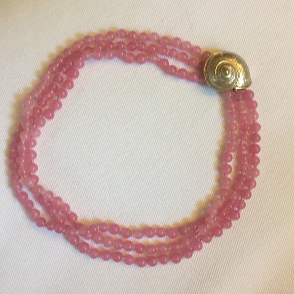 Pink and gold Seashell beaded necklace - Picture 1 of 4